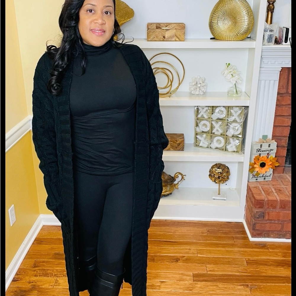 Women's Black Long Cardigan Sweater